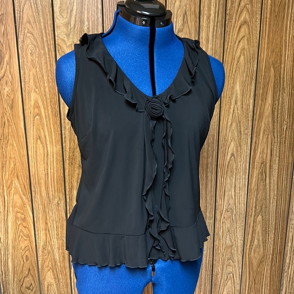 New York & Company Black Ruffles Sleeveless blouse